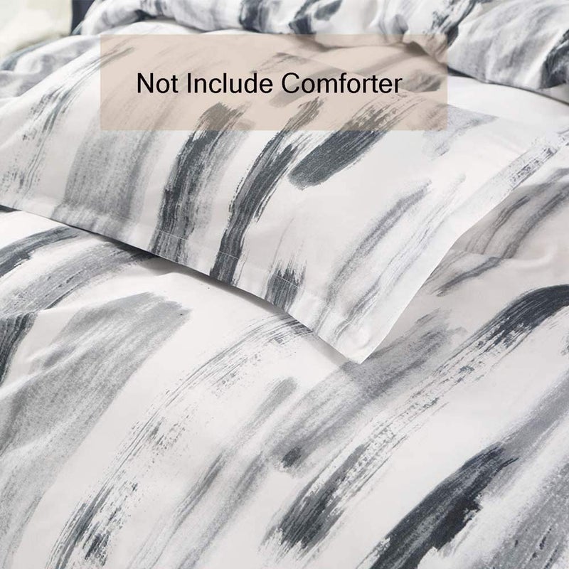 Nanko Art Duvet Cover Set Queen, Black and White 3 Piece - Luxury Microfiber Down Comforter Quilt Cover with Zipper Closure, Ties - Best Modern Style for Men and Women - Image 2